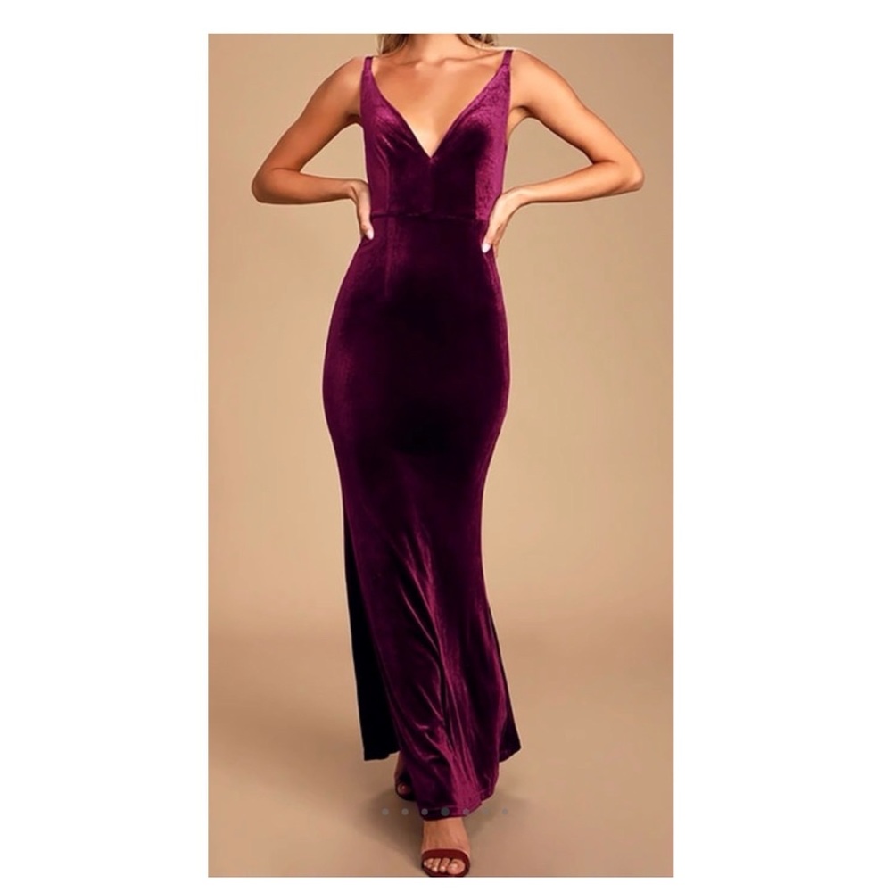 Maliya Plum Purple Velvet Mermaid Maxi Dress- WORN ONCE